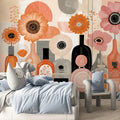 Perfume Bouquet Mural Wallpaper Pink, Orange, and Black Mural Wallpaper - pure wallpaper artwork