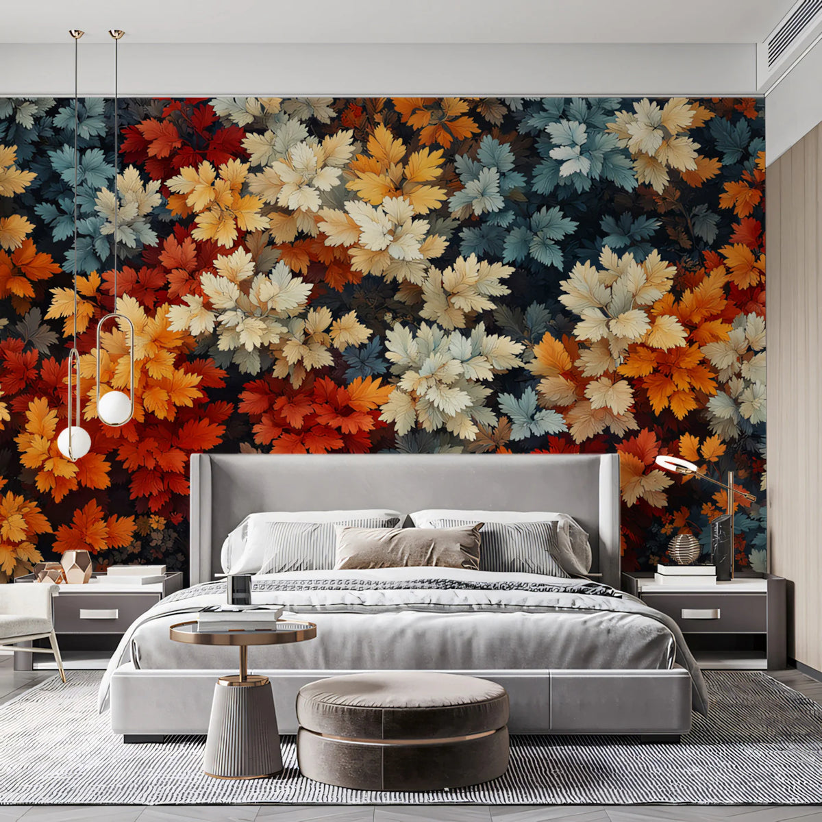 Autumn Foliage Mural Wallpaper — Dense Multi-Colored Leaf Pattern Mural Wallpaper - pure wallpaper artwork