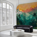 Layered Tropical Mountains at Sunset Mural Wallpaper Abstract Scenic Art Mural Wallpaper - pure wallpaper artwork