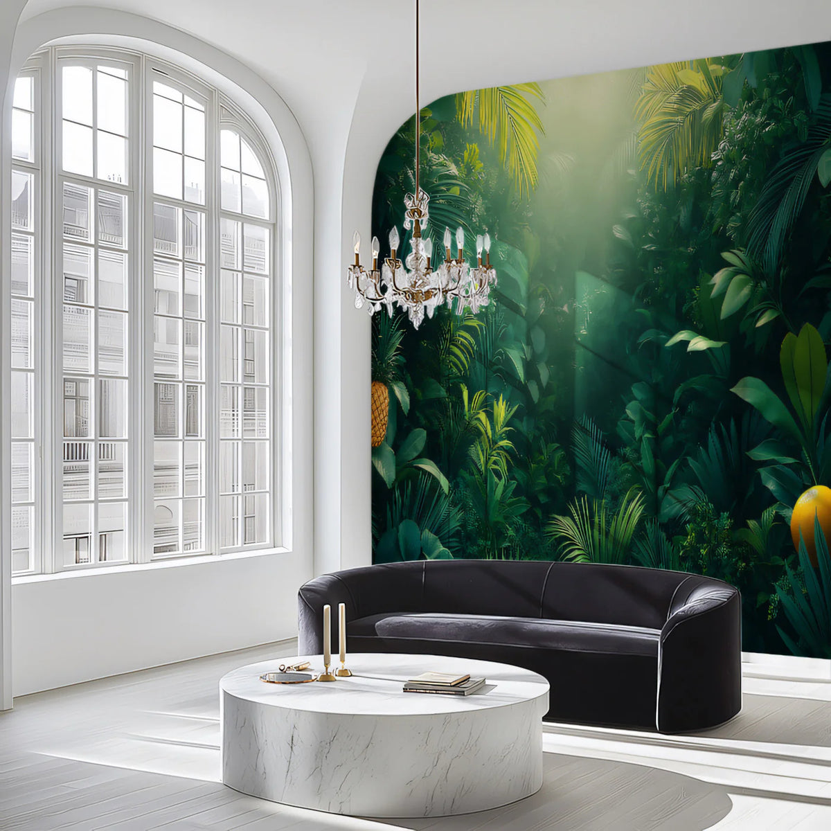 Lush Jungle with Fruits and Sunlight Mural Wallpaper Vibrant and Exotic Art Mural Wallpaper - pure wallpaper artwork