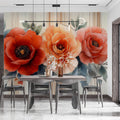 Elegant Floral Arrangement with Stripes Mural Wallpaper Bold and Modern Botanical Art Mural Wallpaper - pure wallpaper artwork