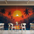 Sunset over a Tropical River Mural Wallpaper Colorful and Exotic Landscape Mural Wallpaper - pure wallpaper artwork