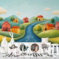 Storybook Village Road Mural Wallpaper — Whimsical Landscape Mural Wallpaper - pure wallpaper artwork