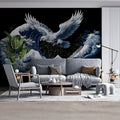 Eagle and Great Wave Mural Wallpaper — Japanese Ukiyo-e Inspired Mural Wallpaper - pure wallpaper artwork