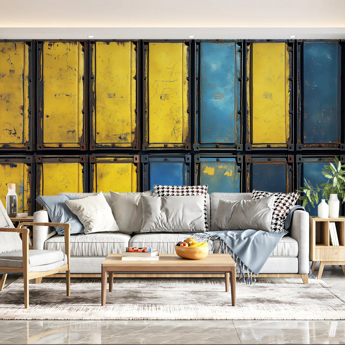 Weathered Shipping Container Panel Mural Wallpaper — Industrial Raw Mural Wallpaper - pure wallpaper artwork