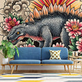 Stegosaurus Floral Neo-Traditional Mural Wallpaper - pure wallpaper artwork