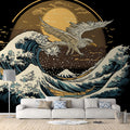 Japanese Eagle and Wave Ukiyo-e Mural Wallpaper - pure wallpaper artwork