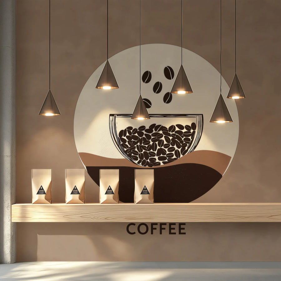 Roasted Coffee Bean Motif Mural Wallpaper — Modern Minimalist Design Mural Wallpaper