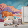 Fairytale Castle Landscape Mural Wallpaper — Whimsical Pastel Decor Mural Wallpaper - pure wallpaper artwork