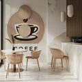 Minimalist Coffee Cup Logo Mural Wallpaper — Modern Beverage Decor Mural Wallpaper - pure wallpaper artwork