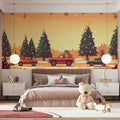 Pixel Art Holiday Convoy Mural Wallpaper — Festive Seasonal Decor Mural Wallpaper - pure wallpaper artwork