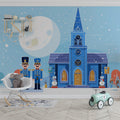 Moonlit Village Nutcracker Mural Wallpaper — Festive Winter Scene Mural Wallpaper - pure wallpaper artwork