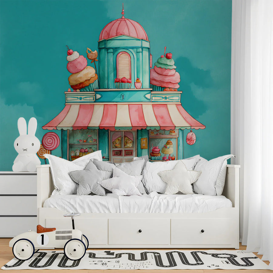Sweet Shop Confectionery Mural Wallpaper — Whimsical Pastels Mural Wallpaper
