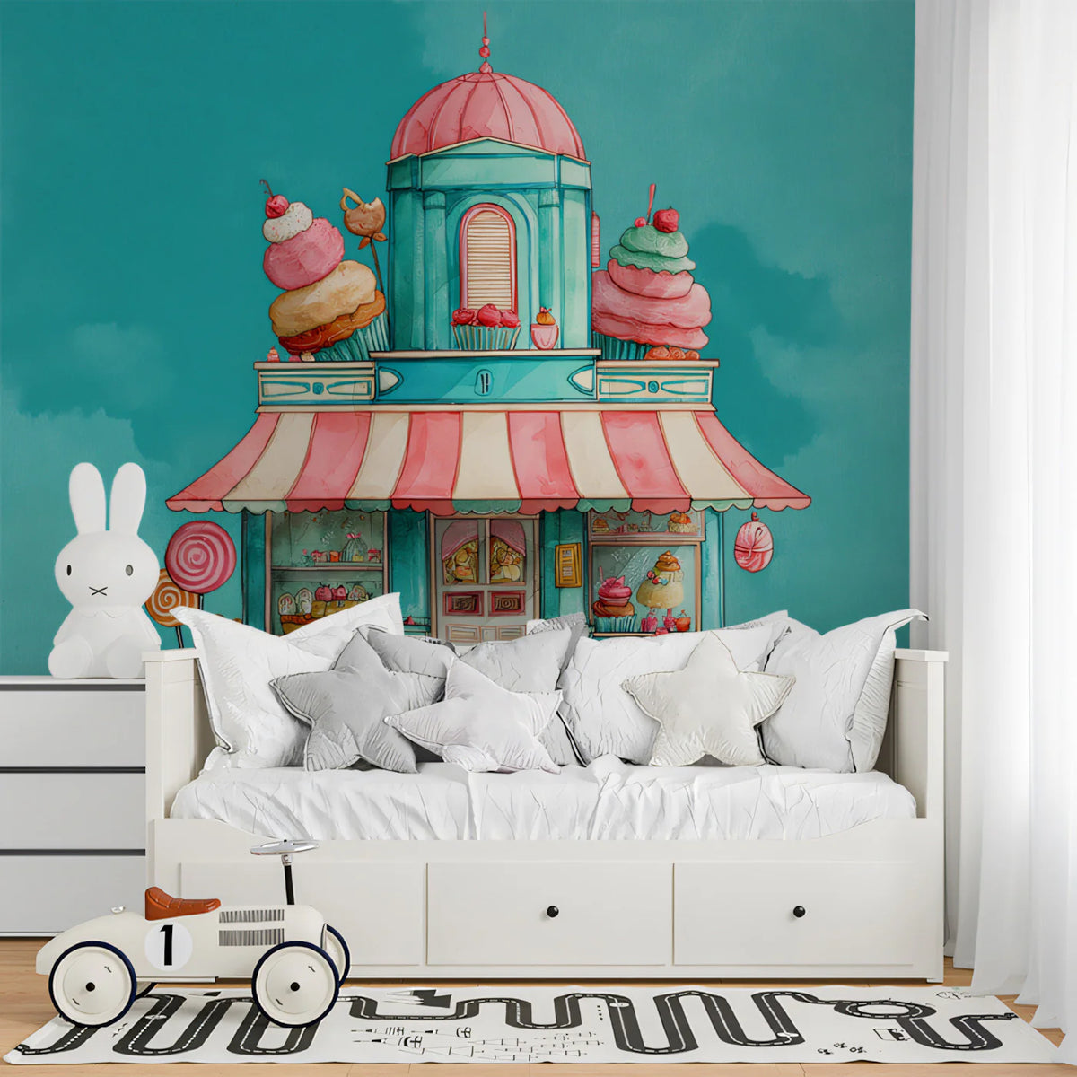 Sweet Shop Confectionery Mural Wallpaper — Whimsical Pastels Mural Wallpaper - pure wallpaper artwork
