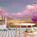 Autumn Pumpkin Meadow Mural Wallpaper — Whimsical Skyscape Mural Wallpaper - pure wallpaper artwork