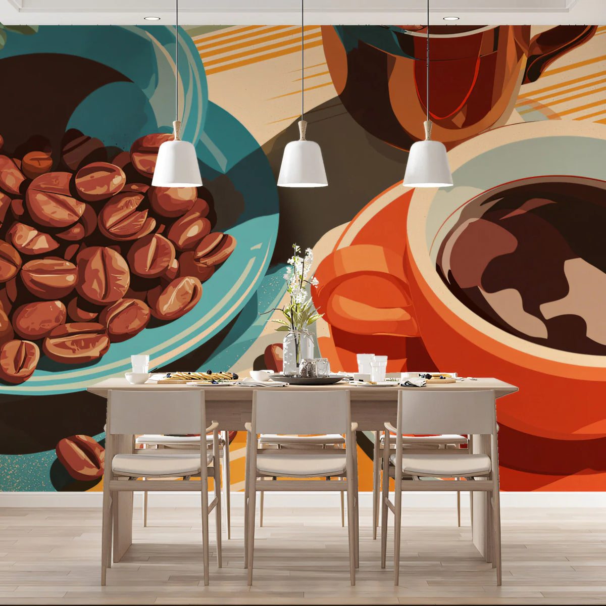 Roasted Coffee Beans Still Life Mural Wallpaper — Modern Art Mural Wallpaper - pure wallpaper artwork