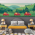 Vintage Holiday Road Trip Mural Wallpaper — Festive Festive Scene Mural Wallpaper - pure wallpaper artwork