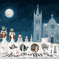 Winter Cathedral Holiday Mural Wallpaper — Whimsical Night Scene Mural Wallpaper - pure wallpaper artwork