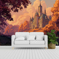 Autumnal Fortress Mural Wallpaper — Romantic Landscape Design Mural Wallpaper - pure wallpaper artwork