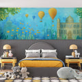 Sunken Fantasy Castle Mural Wallpaper with Floating Balloons Mural Wallpaper - pure wallpaper artwork