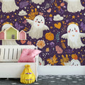 Whimsical Ghost Friends Mural Wallpaper — Playful Halloween Decor Mural Wallpaper - pure wallpaper artwork