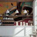 Coffee Splash Pop Art Mural Wallpaper — Energetic Retro Design Mural Wallpaper - pure wallpaper artwork