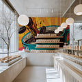 Coffee Pour Pop Art Mural Wallpaper — Energetic Graphic Design Mural Wallpaper - pure wallpaper artwork