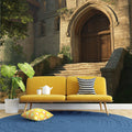 Stone Cottage Stairway Mural Wallpaper — Whimsical Forest Scene Mural Wallpaper - pure wallpaper artwork