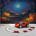 Midnight Pumpkin Forest Mural Wallpaper — Whimsical Night Landscape Mural Wallpaper - pure wallpaper artwork