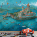 Fantastical Island Kingdom Mural Wallpaper — Whimsical Coastal Art Mural Wallpaper - pure wallpaper artwork