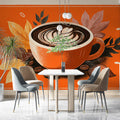 Autumn Latte Coffee Art Mural Wallpaper — Warm Seasonal Decor Mural Wallpaper - pure wallpaper artwork