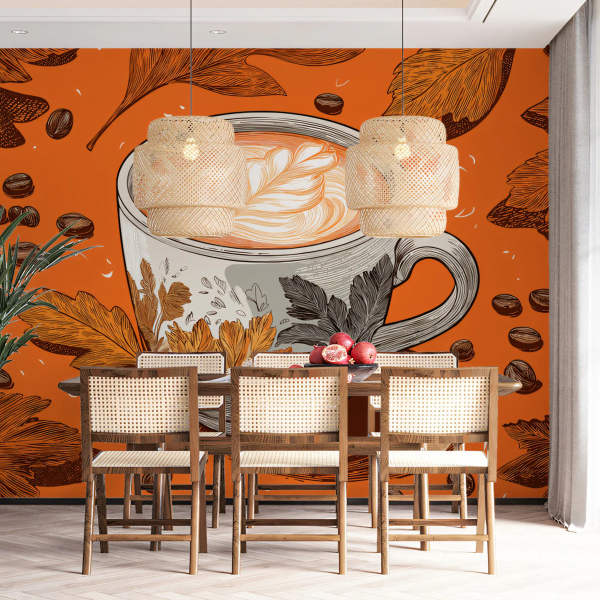 Autumn Latte Foam Mural Wallpaper — Seasonal Coffee House Art Mural Wallpaper - pure wallpaper artwork
