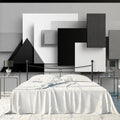 Abstract Geometric Layers Mural Wallpaper — Modern Monochrome Mural Wallpaper - pure wallpaper artwork