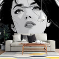 Monochrome Portrait Mural Wallpaper — Expressive Artistic Illustration Mural Wallpaper - pure wallpaper artwork