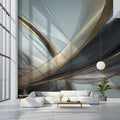 Metallic Ribbon Flow Mural Wallpaper — Modern Abstract Art Mural Wallpaper - pure wallpaper artwork