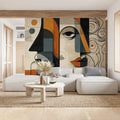 Cubist Portrait Mural Wallpaper — Abstract Geometric Art Mural Wallpaper - pure wallpaper artwork