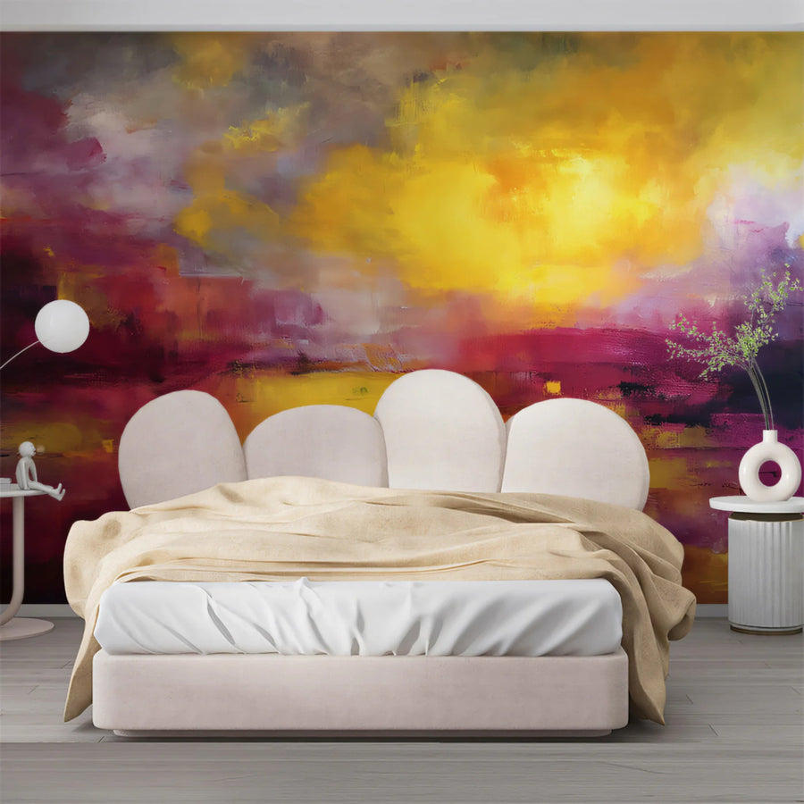 Sun-Drenched Abstract Brushstroke Mural Wallpaper
