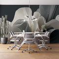 Fluid Organic Abstract Mural Wallpaper in Grey and Gold Mural Wallpaper - pure wallpaper artwork