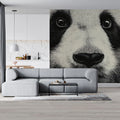 Close-Up Panda Portrait Mural Wallpaper — Monochrome Wildlife Art Mural Wallpaper - pure wallpaper artwork