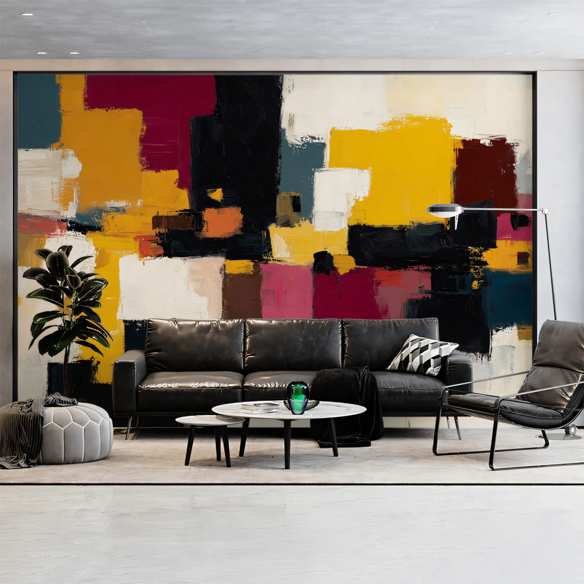 Abstract Geometric Blocks Mural Wallpaper — Modern Artistic Palette Mural Wallpaper - pure wallpaper artwork