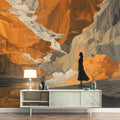 Abstract Canyon Landscape Mural Wallpaper — Modern Geometric Art Mural Wallpaper - pure wallpaper artwork