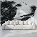 Windblown Canine Portrait Mural Wallpaper — Monochrome Sketch Art Mural Wallpaper - pure wallpaper artwork