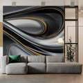 Metallic Flow Abstract Mural Wallpaper — Silver and Gold Swirls Mural Wallpaper - pure wallpaper artwork
