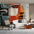 Abstract Cubist Profile Wallpaper Dynamic Geometric Face Art Mural Wallpaper - pure wallpaper artwork