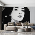 Monochrome Portrait Illustration Mural Wallpaper — Modern Art Mural Wallpaper - pure wallpaper artwork