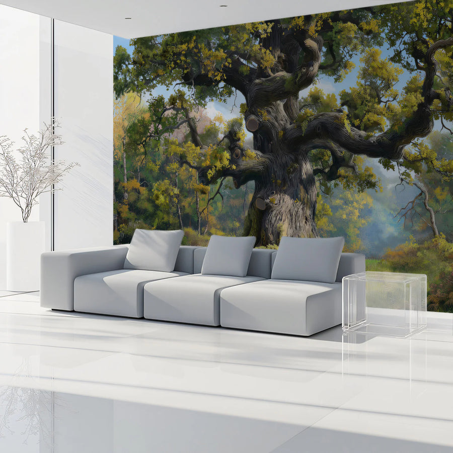 Ancient Oak Tree Forest Mural Wallpaper —Botanical Landscape Mural Wallpaper
