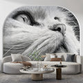 Majestic Feline Portrait Mural Wallpaper — Monochrome Art Decor Mural Wallpaper - pure wallpaper artwork