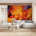 Fiery Abstract Paint Mural Wallpaper — Vibrant Impasto Brushstrokes Mural Wallpaper - pure wallpaper artwork