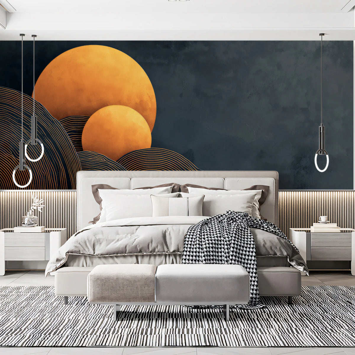Golden Sunset Abstract Mural Wallpaper — Minimalist Landscape Mural Wallpaper - pure wallpaper artwork