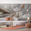 Abstract Folded Paper Mural Wallpaper in Neutral and Warm Bronze Mural Wallpaper - pure wallpaper artwork